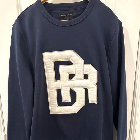 Banana Republic Preppy Brand Logo Sweater-Ivy League-Navy- Size Medium - Picture 2 of 6